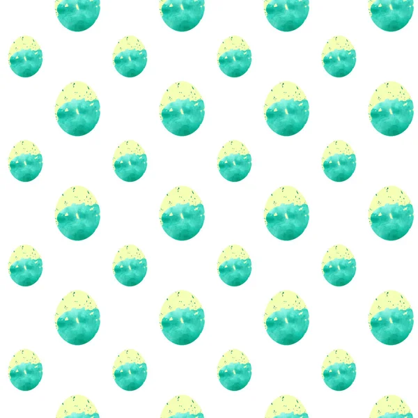 Smaragd Mit Gelbem Ostereiermuster Handzeichnung Aquarellzeichnung Auf Weißem Hintergrund Bunte — Stockfoto