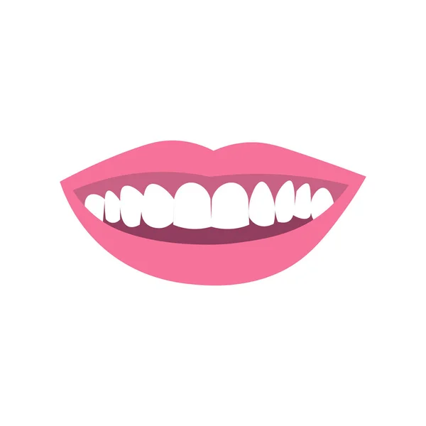 Sorrindo Lábios Com Dentes Ilustração Vetorial Plana Colorida Sobre Fundo —  Vetores de Stock