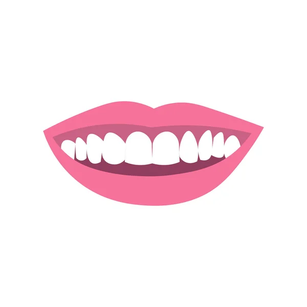 Labios Sonrientes Con Dientes Ilustración Vectorial Color Plano Sobre Fondo — Vector de stock