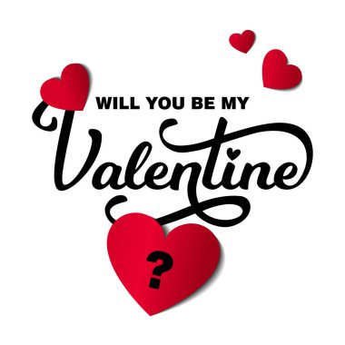 Will You Be My Valentine Card with Text and Hearts