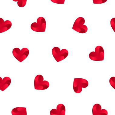 Beyaz üzerine kırmızı kalpler ile Seamless Modeli