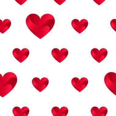 Beyaz üzerine kırmızı kalpler ile Seamless Modeli