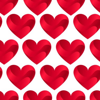 Beyaz üzerine kırmızı kalpler ile Seamless Modeli