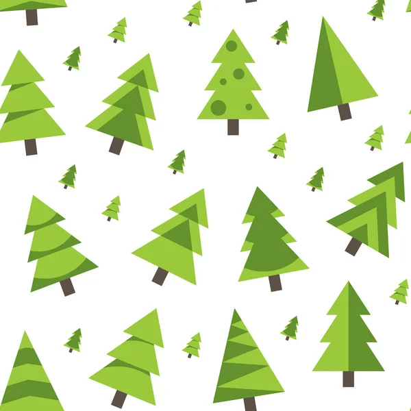 Seamless Pattern with Christmas Trees on White — Stock vektor