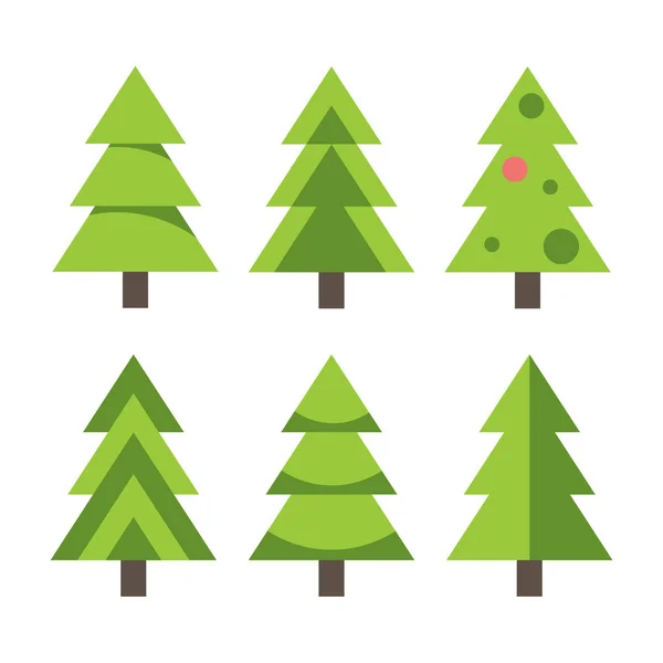 Set of Christmas Fir Trees isolated on White — Stock vektor