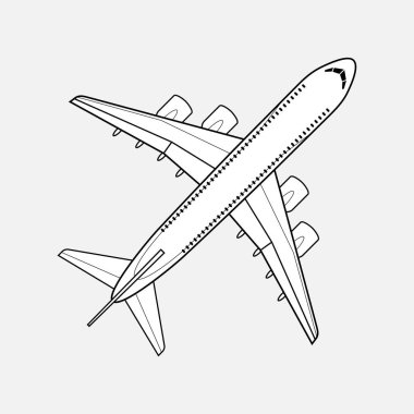 Airplane Simple Icon Line Style isolated on White