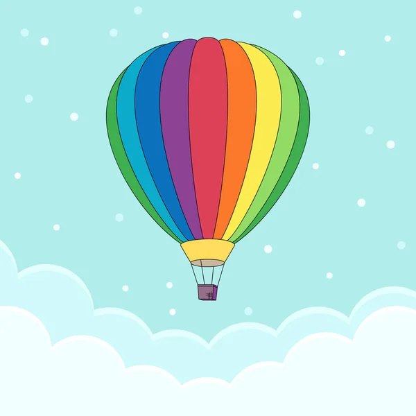 Hot Air Balloon in the Blue Sky with Clouds — 스톡 벡터