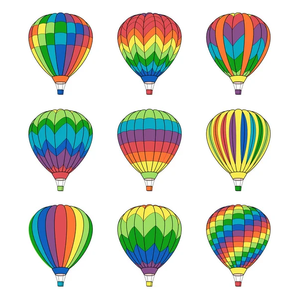 Zestaw ikon balonu powietrznego na białym tle — Wektor stockowy