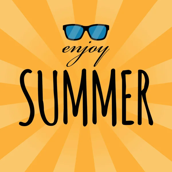 Holiday Card with Sunglasses and Text Enjoy Summer — стоковий вектор