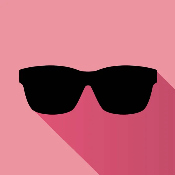 Black Sunglasses Summer Icon with long shadow — Stockvector