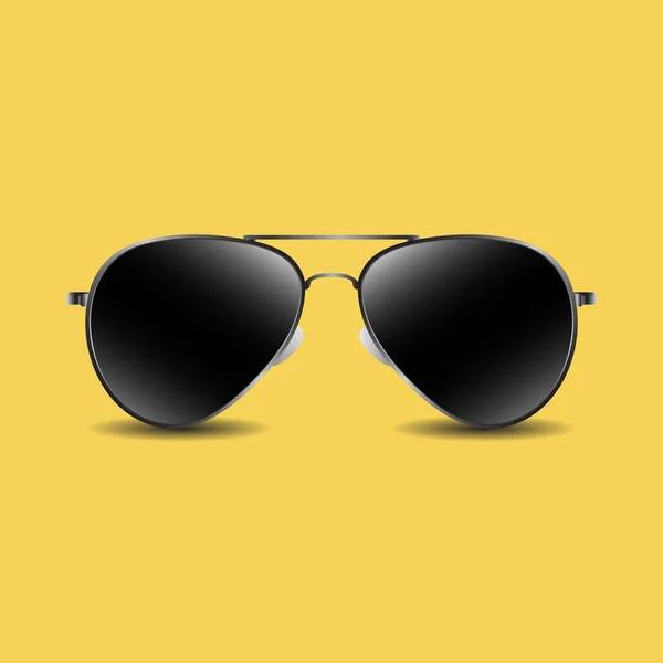 Gafas de sol negras Summer Icon aisladas en amarillo — Vector de stock