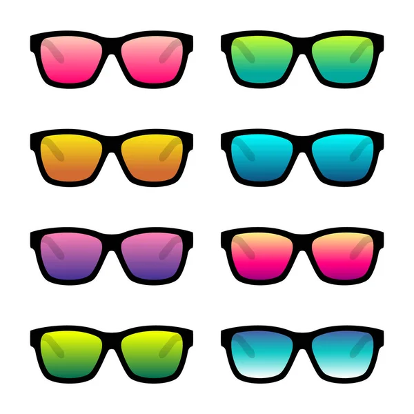 Yaz Güneş Gözlüğü Seti Simgesi Çok Renkli Seçim — Stok Vektör