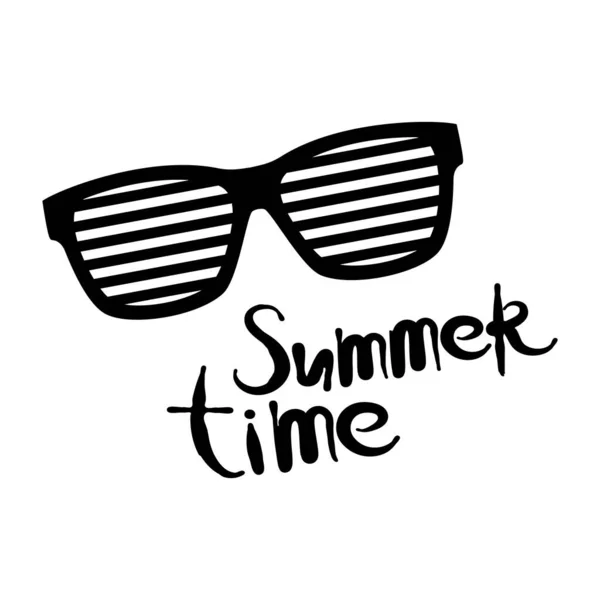 Holiday Card with Sunglasses and Text Summer Time — Stockový vektor