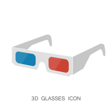 3D Cinema Glasses Icon isolated on White