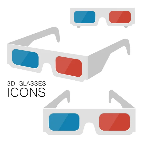 3D Cinema Glasses Icon Set isolated on White — Stock vektor