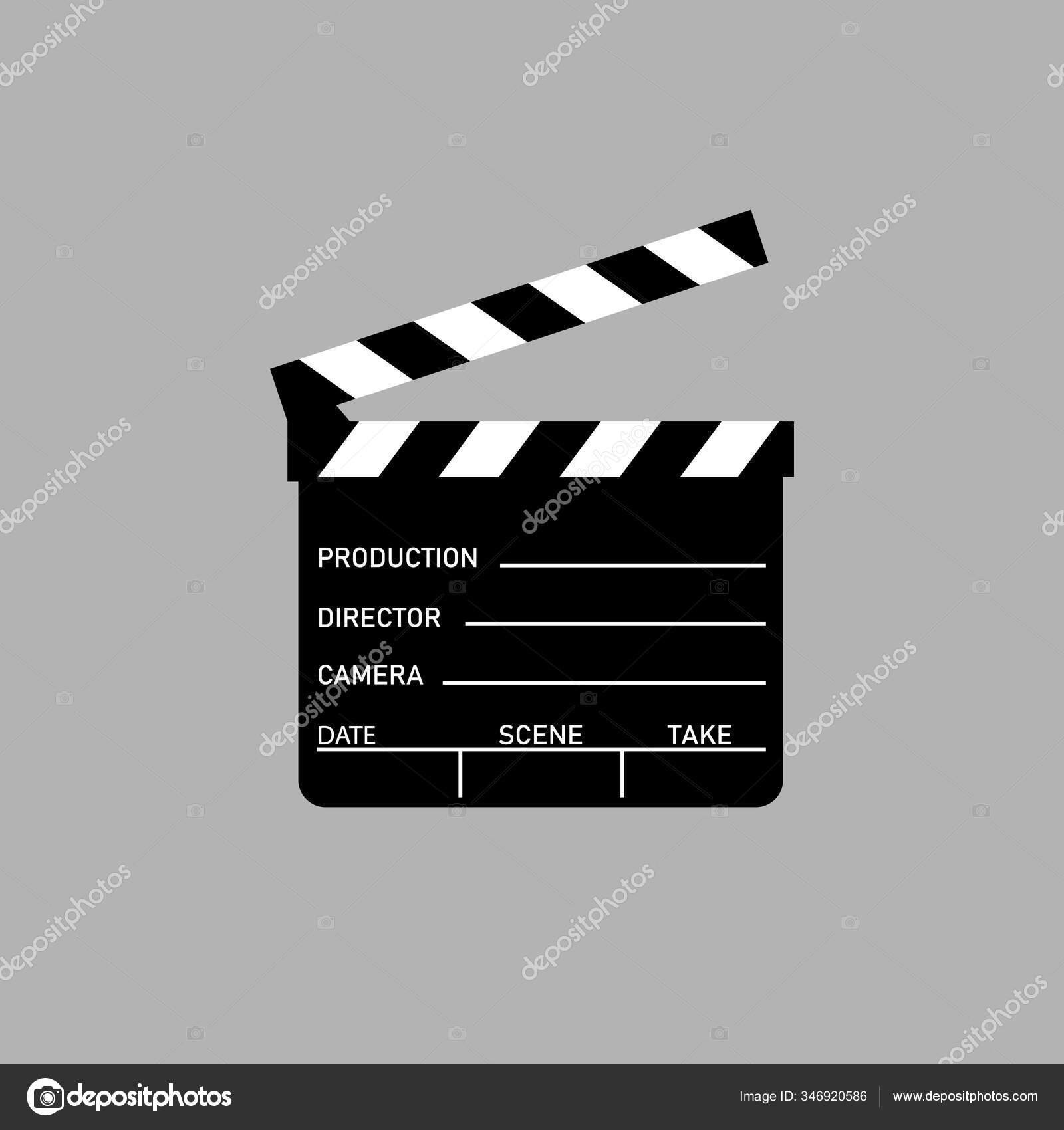 Open Clapperboard Icon Cinema Filming Movie Design Element Stock Vector