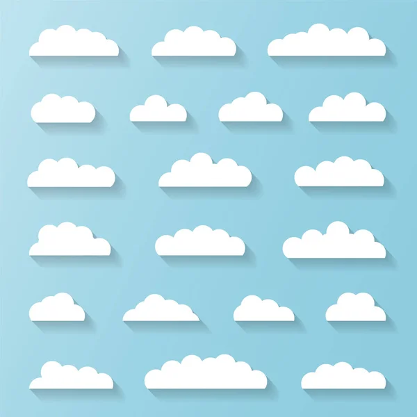 Weiße Wolken Auf Blauem Hintergrund Vektorillustration Sammlung Wolke Grafisches Element — Stockvektor