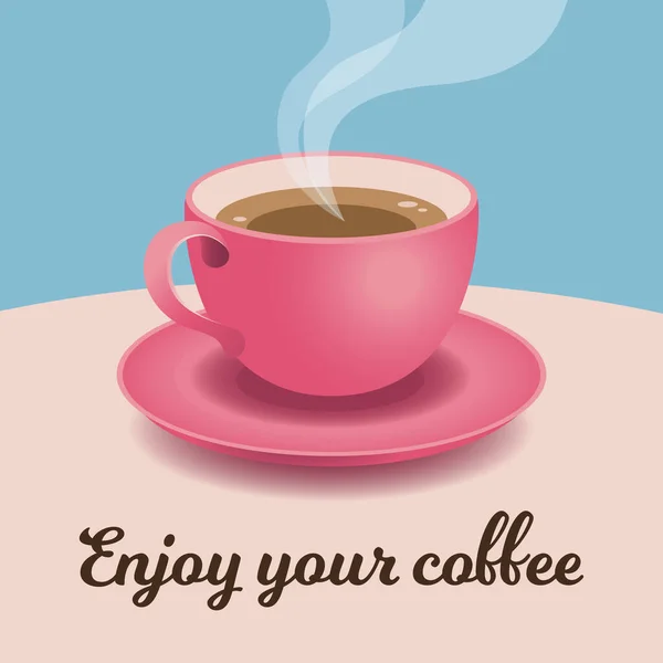 Morning Coffee Card Cup Fresh Coffee Vector Illustration Flat Style — Stock Vector