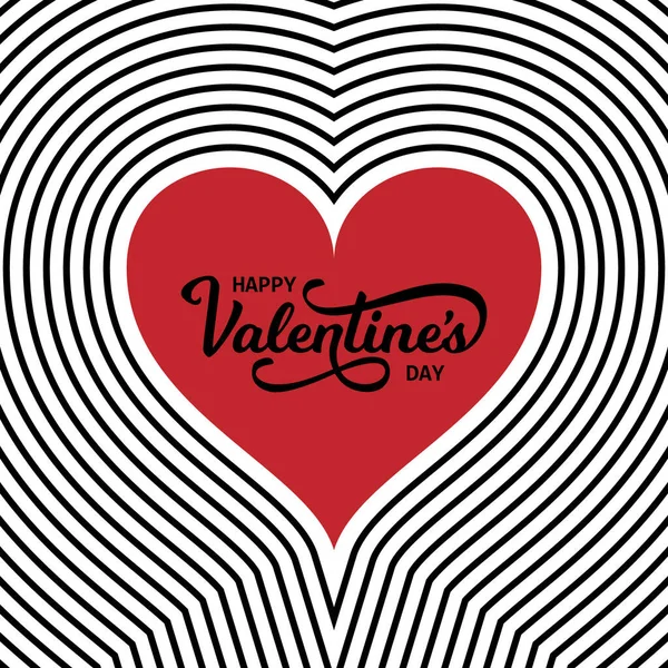 Bonne Carte Saint Valentin Avec Texte Coeurs Illustration Vectorielle Style — Image vectorielle