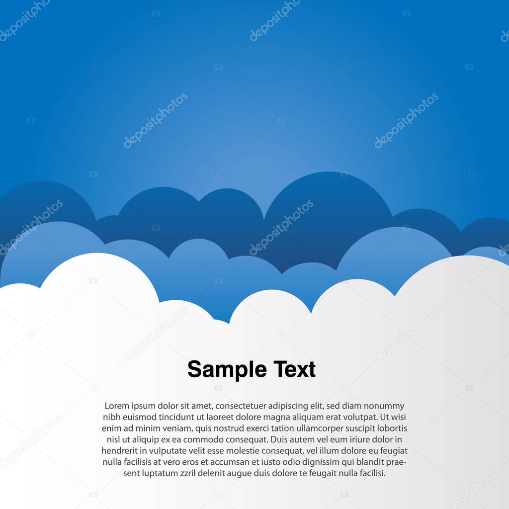 Background with Clouds. Vector Illustration. Flat Style. Cloudscape Weather Graphic Design.