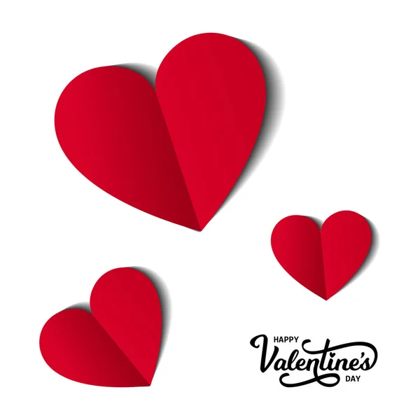 Bonne Carte Saint Valentin Avec Texte Coeurs Illustration Vectorielle Salutations — Image vectorielle