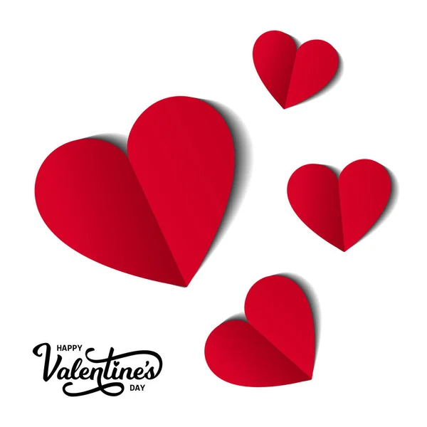 Bonne Carte Saint Valentin Avec Texte Coeurs Illustration Vectorielle Salutations — Image vectorielle
