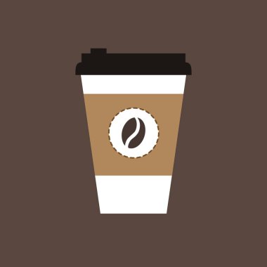 Coffee Paper Cup - Cafe için model şablon, Restoran marka kimlik tasarımı. Siyah, beyaz, kahverengi karton kahve fincanı. Sıcak İçecekler için tek kullanımlık plastik ve kağıt masa takımı vektör şablonu