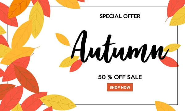 Automne vente hors bannière décorative Backround pour les magasins — Image vectorielle