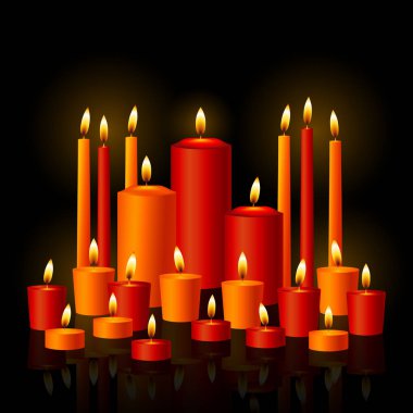 Siyah Arkaplanda Yanan Mumlar