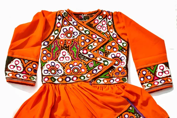 handmade Indian kids traditional dress on white background beaut