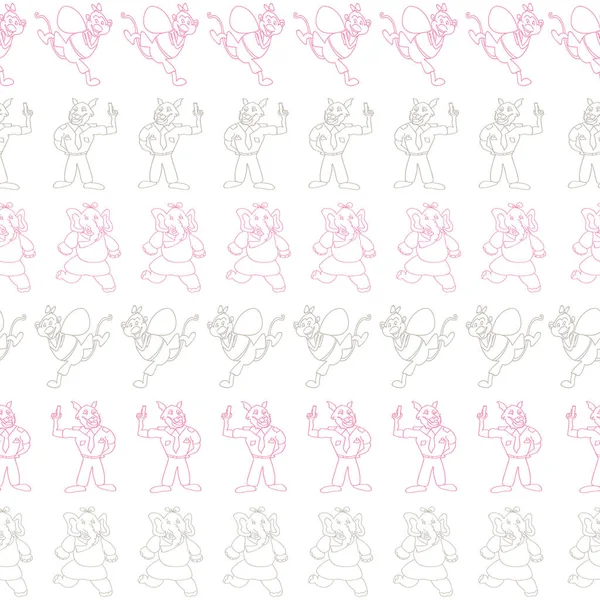 Vektor weiß horizontal anthropomorphen Zeichen nahtlose Muster Hintergrund — Stockvektor