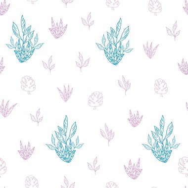 Vektör beyaz küçük tropikal yapraklar pürüzsüz desen arkaplanı