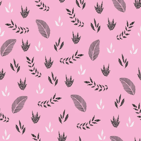 Vector pastel rosa bonitas hojas tropicales sin costuras patrón de fondo — Vector de stock