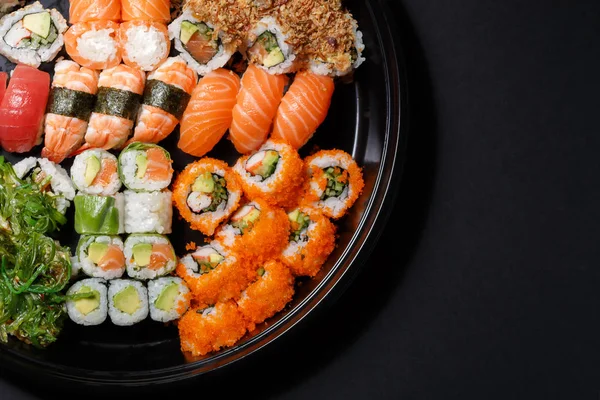Sada sushi makro záběr. Japonské jídlo — Stock fotografie