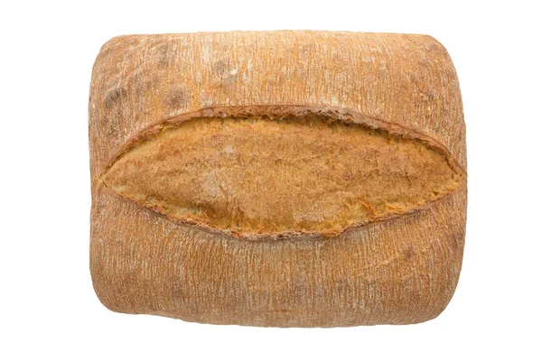 Un pain de forme rectangulaire sur fond blanc vue de dessus — Photo