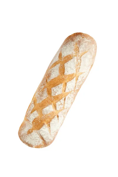 Французький хліб на білому тлі вид зверху. — стокове фото