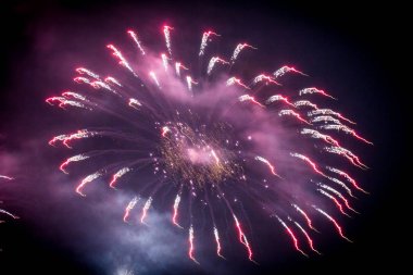 parlak güzel havai fişekler gece gökyüzü arka planı. tatil resim
