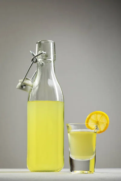 Limoncello Light Background Summer Traditional Italian Drink Home Made Liqueur — Stock Photo, Image