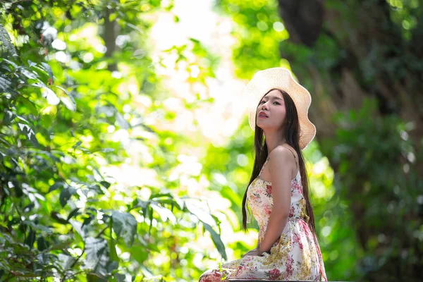 Happiness Beautiful Asian Woman Park — Foto de Stock