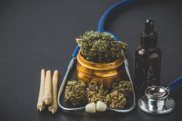 Medical Marijuana Close Cannabis Buds Joints — Stock Fotó