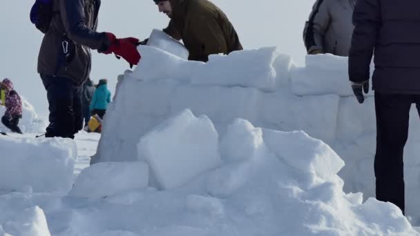 Novosibirsk Rusya Sibirya Şubat 2020 Yıllık Tatil Eskimo Şehri Katılımcılar — Stok video