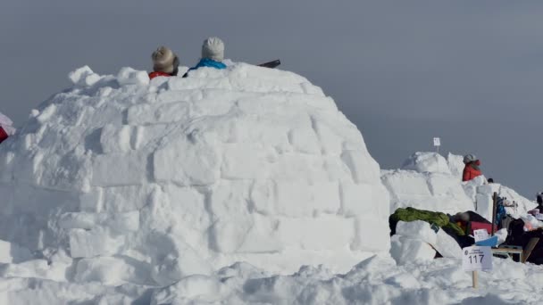 Novoszibirszk Oroszország Szibéria Február 2020 Éves Ünnep Eskimo Város Résztvevők — Stock videók