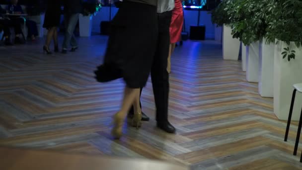 Argentinské Tango Milonga Nohy Tanečníků Tančících Argentinské Tango Párty Bokeh — Stock video