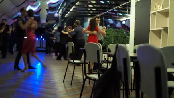 Novosibirsk Rússia Janeiro 2020 Milonga Dança Social Pessoas Dançam Tango — Vídeo de Stock