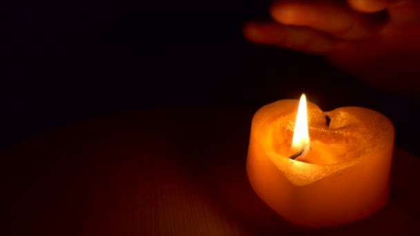 Magic Sorcery Hand Appears Candle Making Passes Disappears — Stock Video