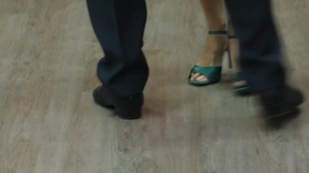 アルゼンチンタンゴ アルゼンチンのタンゴを踊るカップルの足 閉めろ シベリア ノヴォシビルスク市 — ストック動画