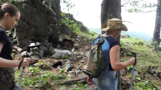 Girlfriends Same Sex Relationships Women Engaged Hiking Siberia — Stock Video