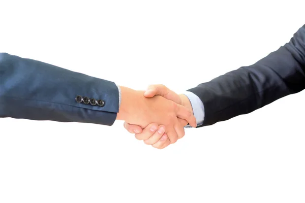 Close-up image of a firm handshake between two colleagues after signing a contract — Stock Photo, Image