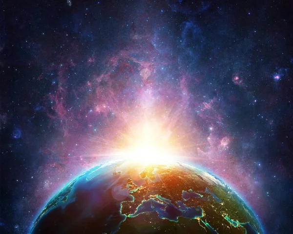 Alba sul pianeta Terra - Europa View — Foto Stock