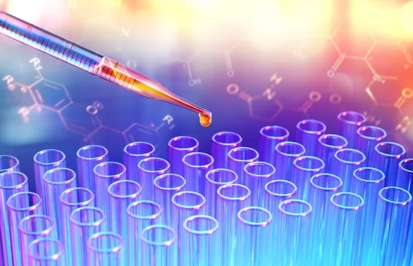 Test Tubes And Pipette - Research In Laboratory — Stock Photo, Image